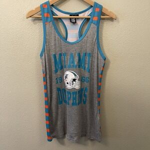 NFL Miami Dolphins Women's Tank Top Team Apparel Gray Blue Racer Back Size L